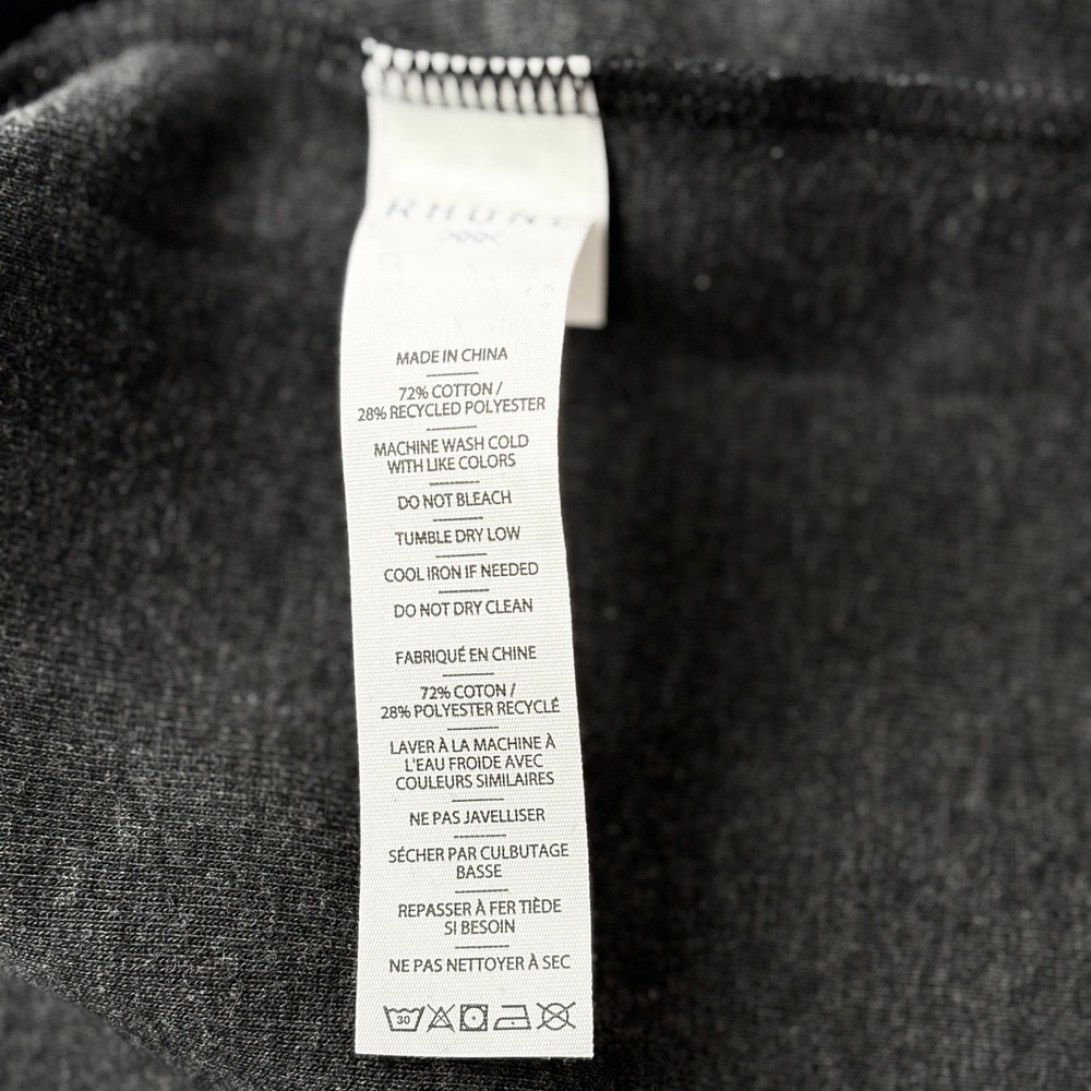 Rhone Men's Black Heather Cotton Blend Heritage Midweight Hooded Robe S/M NWT - Picture 9 of 12